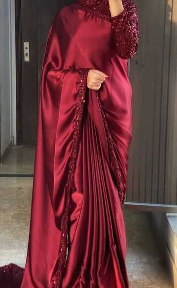 Fabric Moonlight Stiched Saree